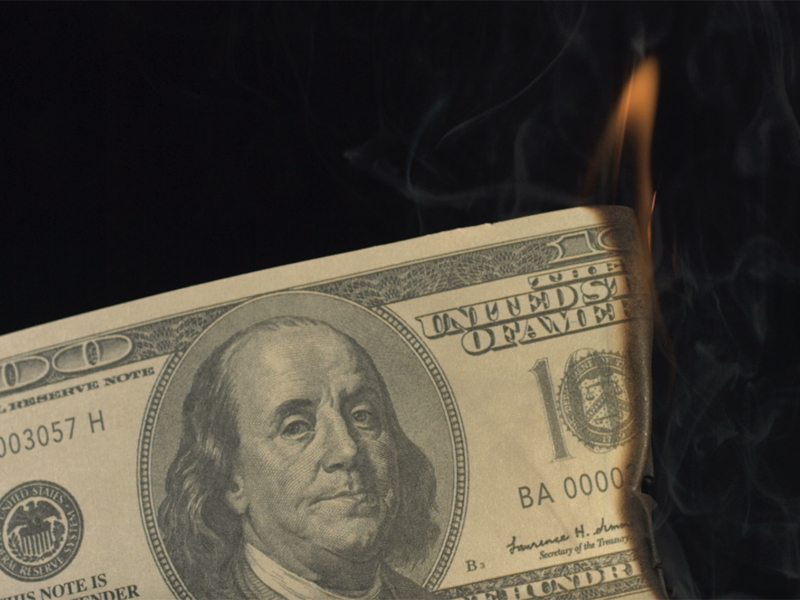 picture of burning money