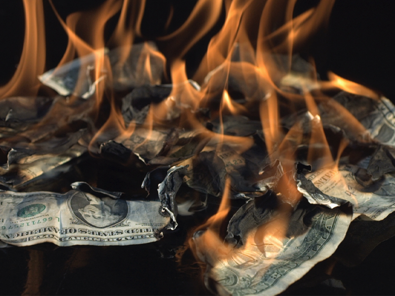 picture of burning money