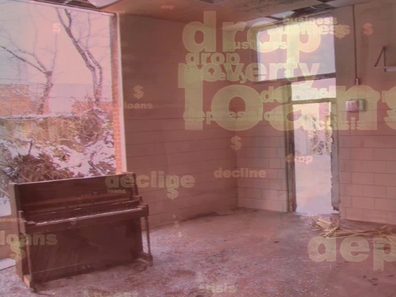 piano in a derelict room